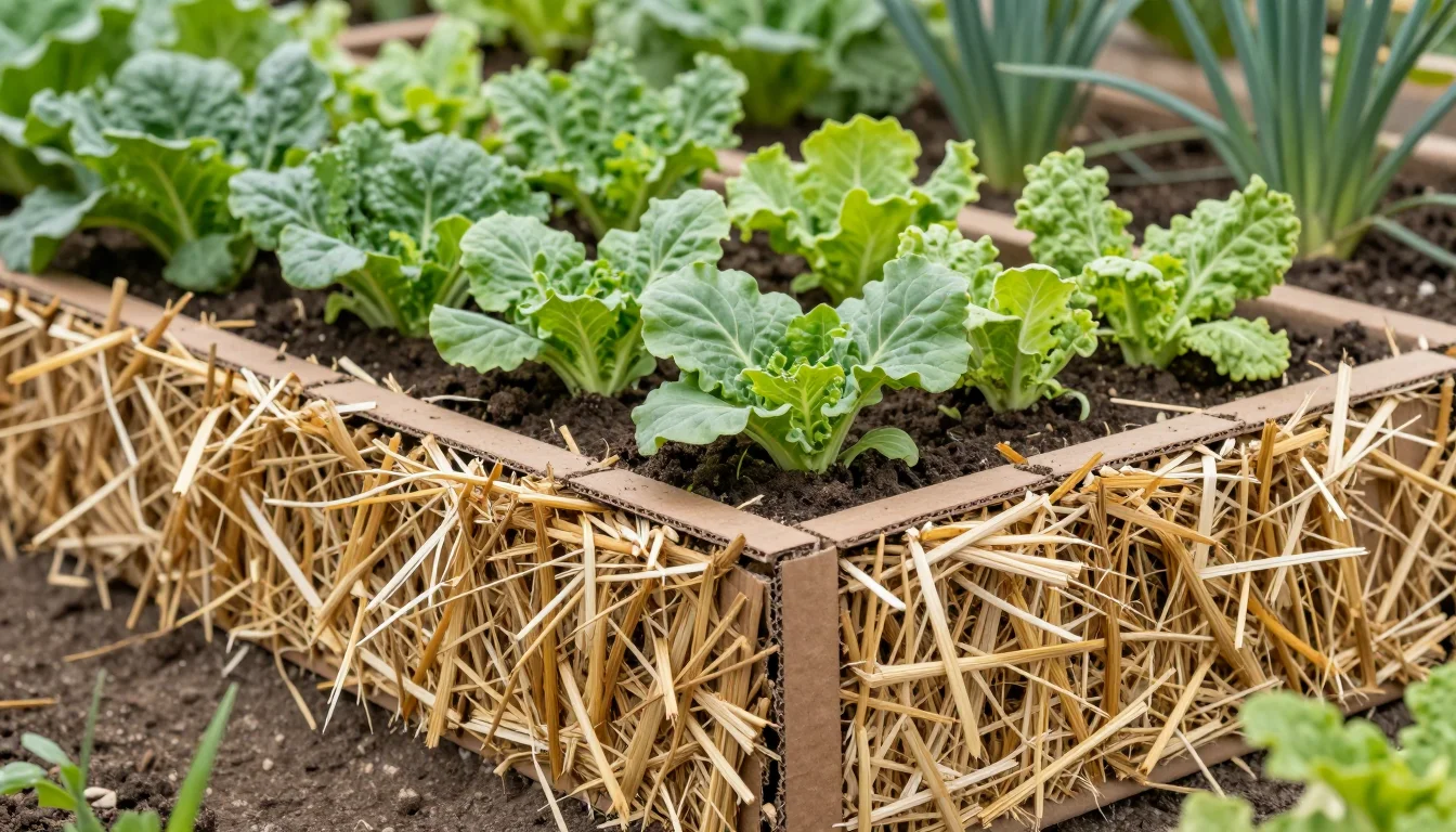 Butte en lasagne en permaculture : couches superposees avec legumes en surface