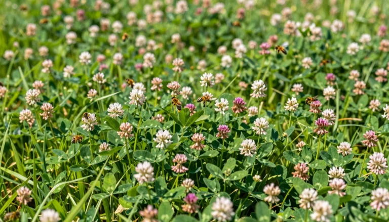 Engrais vert : phacelie et trefle en fleurs au potager
