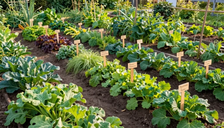 Vue generale d un potager francais productif aux rangees alignees