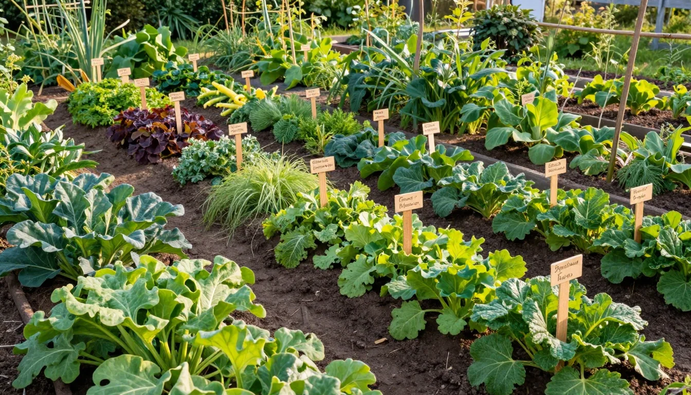Vue generale d un potager francais productif aux rangees alignees