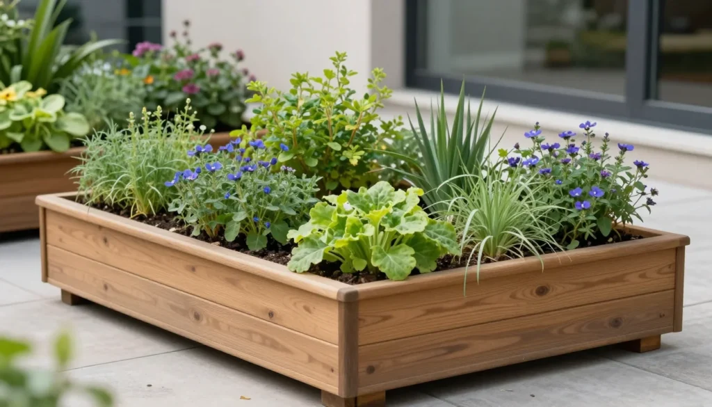 Jardinières permaculture en petit espace : guildes miniatures et lasagne en pot