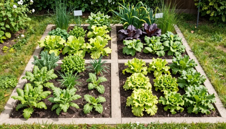 Potager de 10 m2 organise en quatre carres surveles