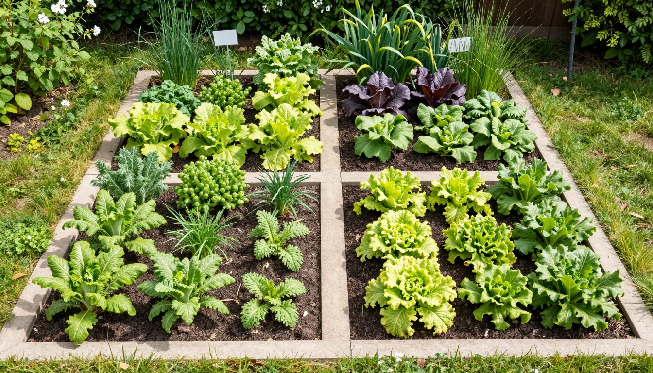 Potager de 10 m2 organise en quatre carres surveles