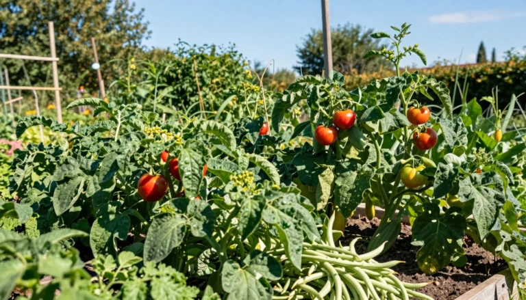 Potager francais en juin debordant de cultures d ete