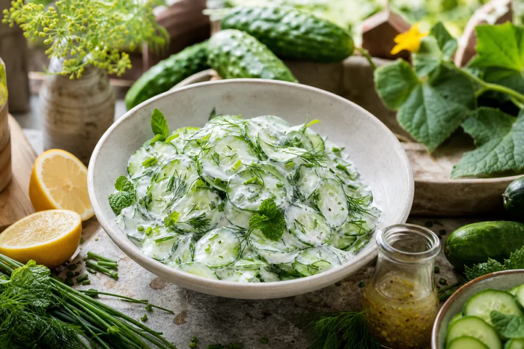 Sauce salade concombre : la recette qui garde du croquant