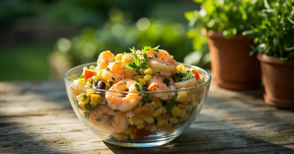 Salade maïs-crevettes : la sauce citron-miel qui garde le croquant